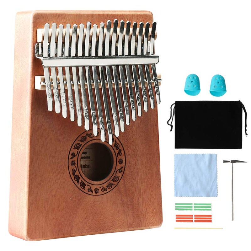 Ubblove Kalimba Thumb Piano 17 Keys Portable Mbira Finger Piano Music Instrument Gifts for Kids and Adults Beginners Thumb Pianos with Tuning Hammer, Finger Covers - Image 1